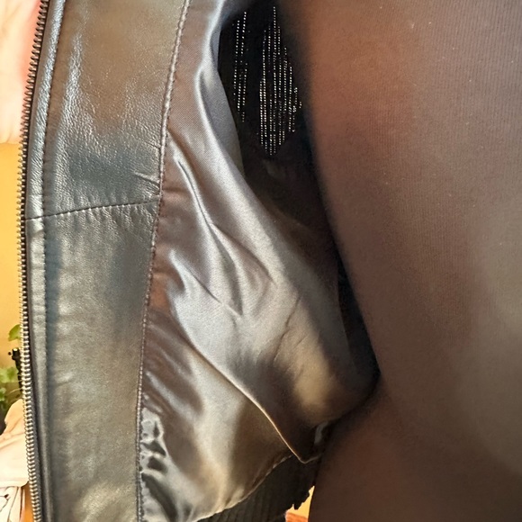 Leather, knit sweater in black by Preswick & Moore - Picture 5 of 5